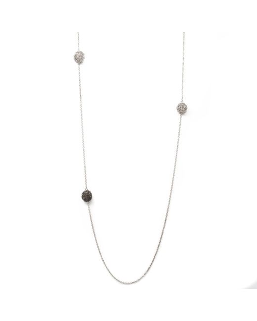 Maria Glezelli Black Rhodium and Platinum Sphere Long Necklace