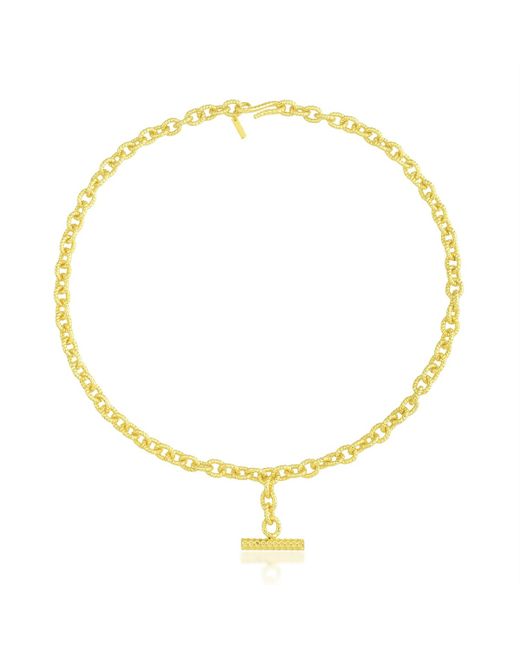 Arvino Textured Cable Chain T-Bar Necklace