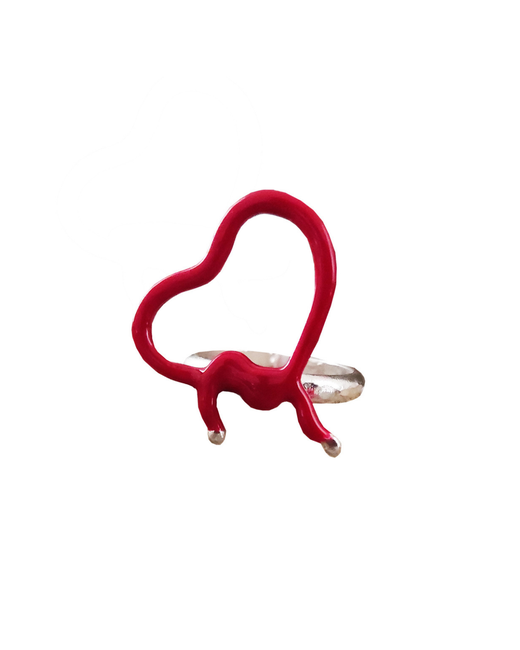 AthenArt Enamel Ribbon Heart Ring