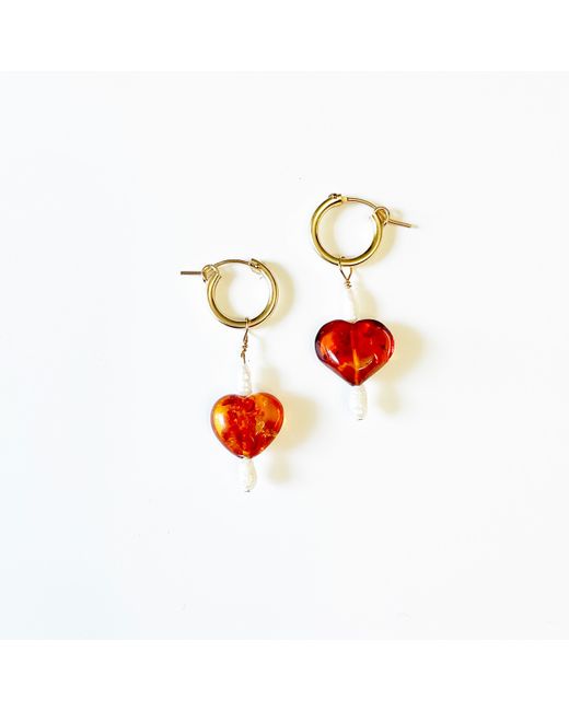 Ark Jewellery by Kristina Smith Amber Hearts Hoop Earrings