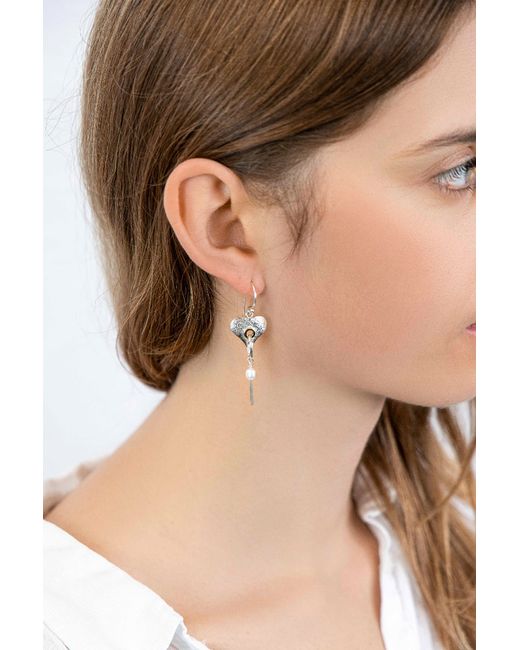 Banyan Jewellery Sterling Freshwater Pearl Heart Drop Earrings