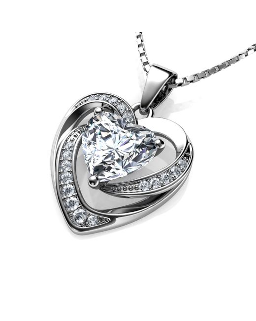 Dephini Sterling Silver Heart Necklace with Cubic Zirconia