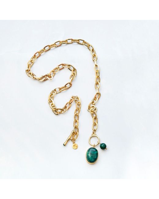 Arra by Aradhana 18kt Gold Plated Malachite Chain Necklace