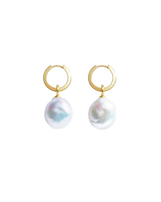 ORA Pearls Aurelia Baroque Pearl Hoop Earrings Gold