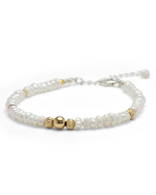 Banyan Jewellery Freshwater Pearl Bracelet with Multi-Sized Gold Plated Beads