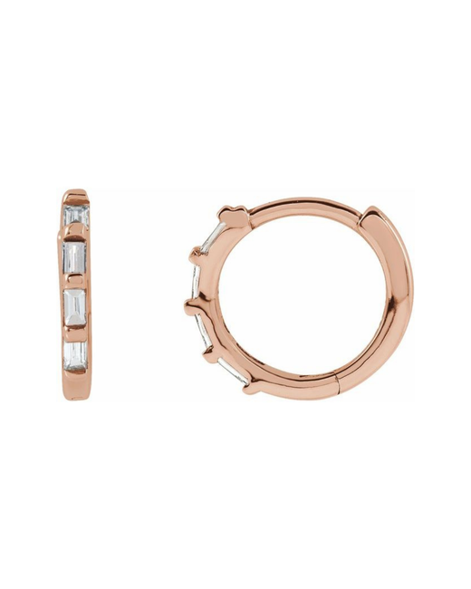 Hestia Jewels 14K Linear Baguette Diamond Hoop Earrings