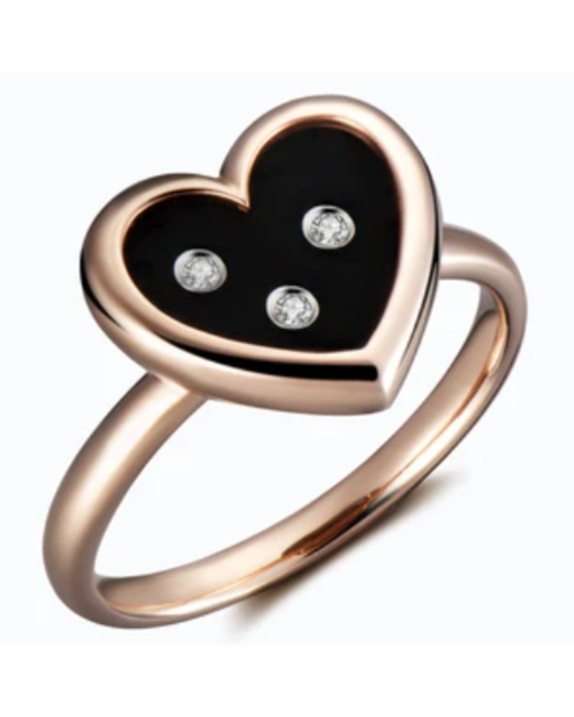 Hestia Jewels Onyx Heart Diamond Ring UK P 1/2 US 8 EU 57