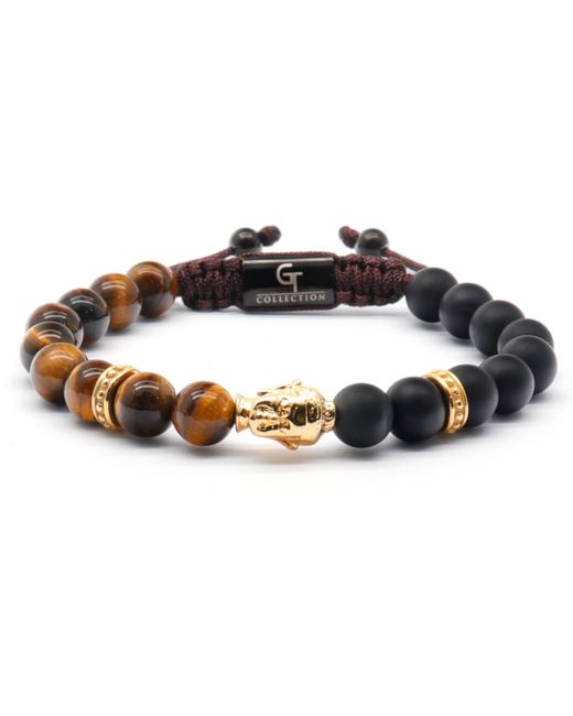 GT collection Tiger Eye Onyx Buddha Bead Bracelet Beaded Adjustable Gemstones for