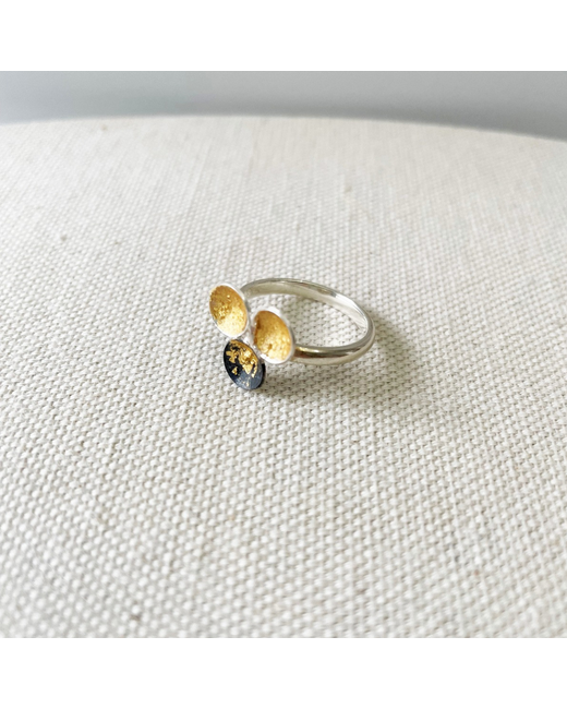 Ark Jewellery by Kristina Smith Sterling Silver Gold Leaf Circles Ring