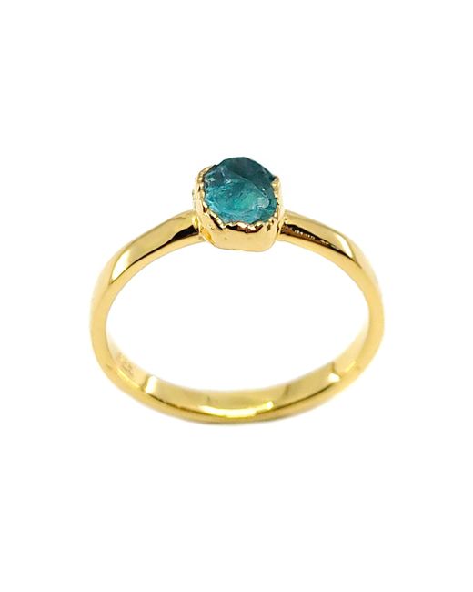 Raw Gemstone Jewellery Vermeil Apatite Stacking Ring UK L 1/2 US 6 EU 51.9