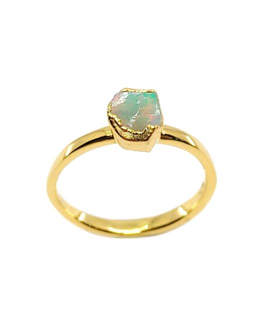 Raw Gemstone Jewellery Vermeil Ethiopian Opal Stacking Ring UK J US 4.75 EU 48.7