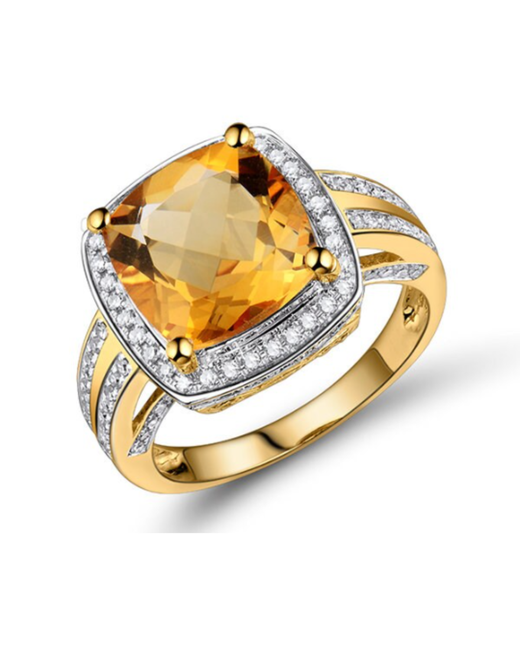 DS Jewellery 14K Gold Citrine Diamond Ring