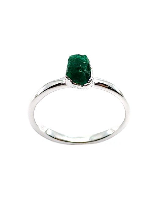 Raw Gemstone Jewellery Sterling Emerald Stacking Ring UK L 1/2 US 6 EU 51.9