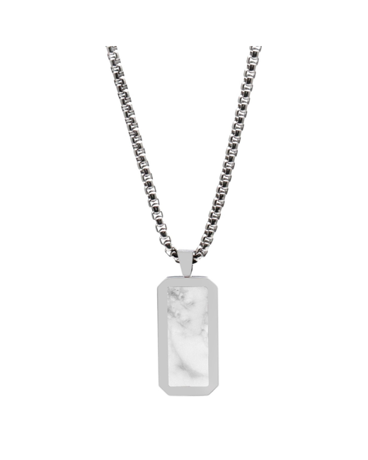 GT collection Rectangle Howlite Pendant Necklace