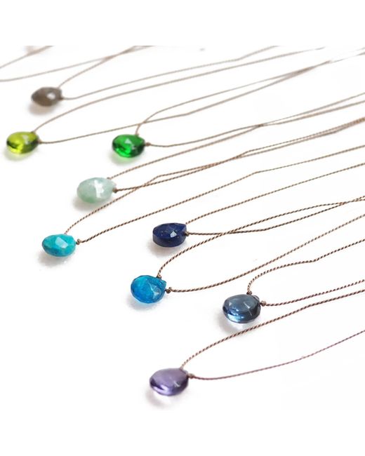 Britta Ambauen Jewelry Silk Cord Teardrop Gemstone Necklace