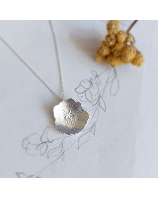 Louisa R Designs Sterling Small Rose Pressed Flower Necklace