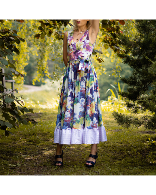 S385 Design Ruffled Floral Cambric Dress