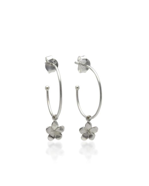 Banyan Jewellery Sterling Flower Charm Hoop Earrings