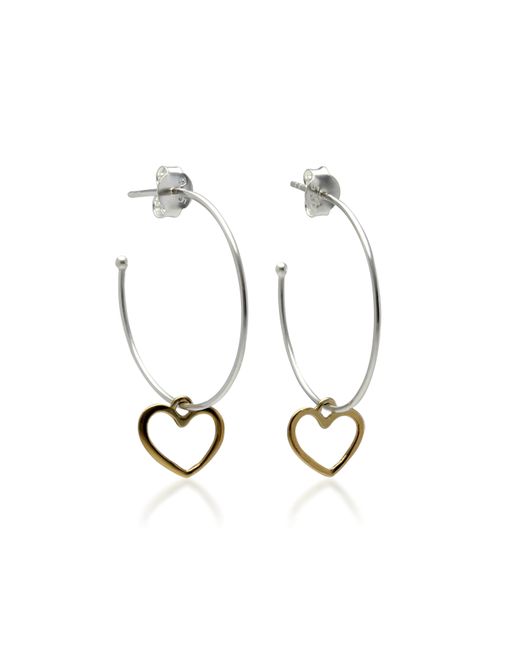 Banyan Jewellery 14kt Gold Plated Heart Charm Hoop Earrings