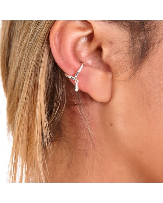 Lucy Quartermaine Rhodium Plated Drop Cuff Earrings with Drip