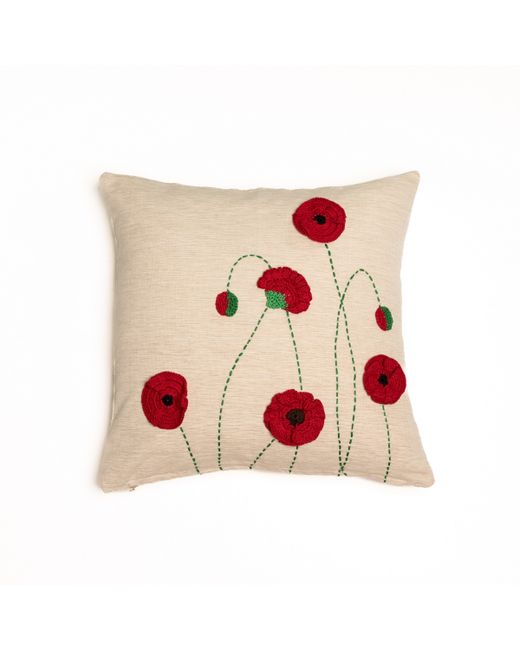 NandniStudio Crochet Poppies Cushion Cover