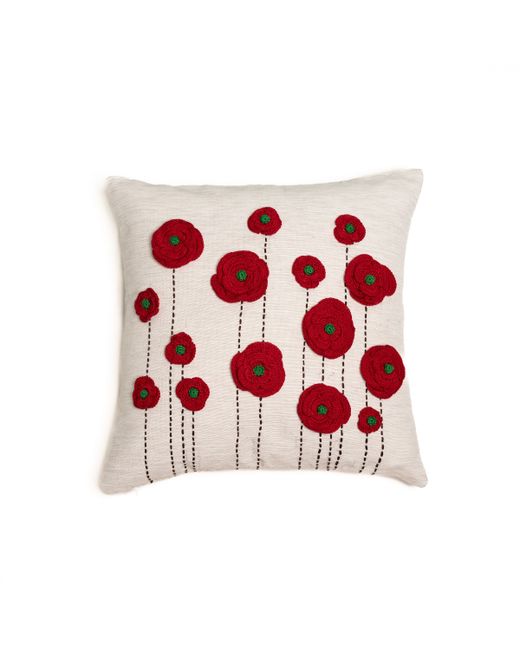 NandniStudio Crochet Poppy Flowers Cushion Cover