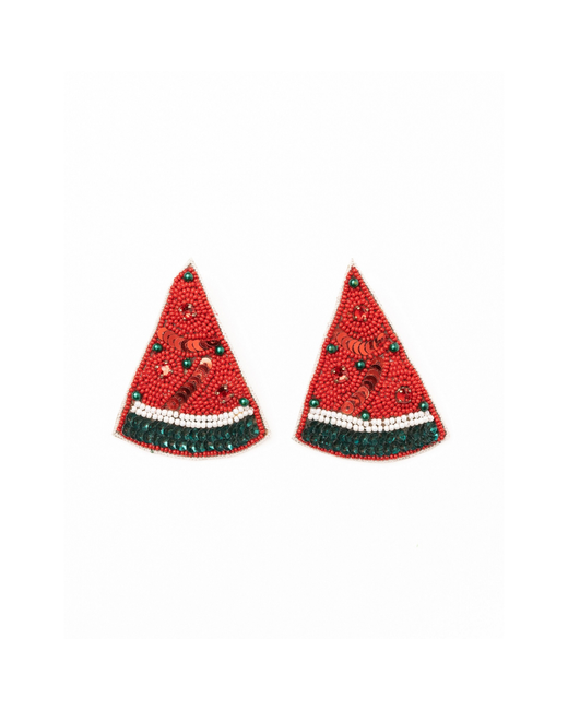 NandniStudio Hand-Beaded Watermelon Earrings
