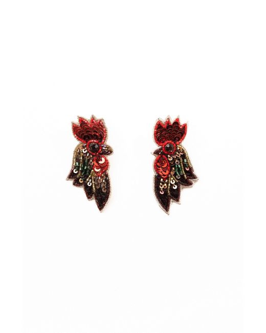 NandniStudio Hand-Beaded Little Hen Earrings