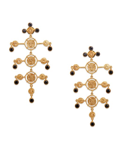 Dhwani Bansal Jewellery 22kt Plated Black Onyx Inka Chandelier Earrings