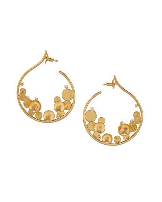 Dhwani Bansal Jewellery 22kt Plated Freshwater Pearl Aero Hoop Earrings