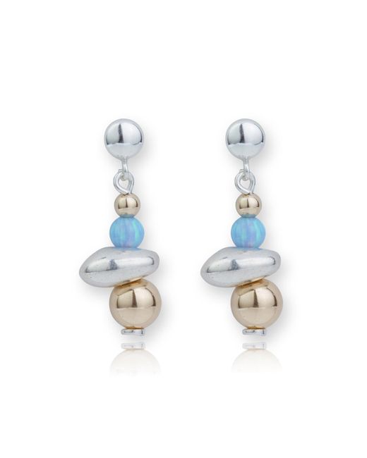 Lavan Gold Silver Opal Nugget Drop Earrings