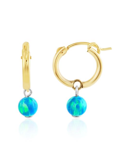 Lavan Small Gold Filled Hoop Earrings with Aqua Opal