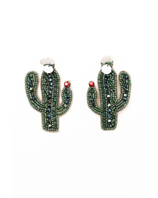 NandniStudio Hand-Beaded Cacti Earrings