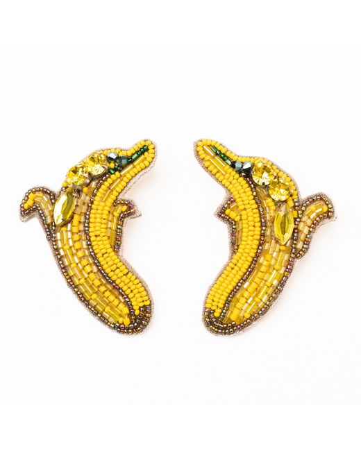 NandniStudio Hand-Beaded Banana Earrings