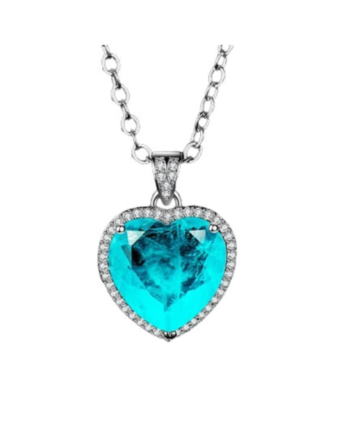 DS Jewellery Sterling Silver Lab Paraiba Heart Necklace