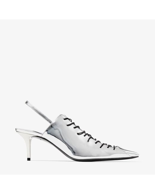 Jimmy Choo Jean Paul Gaultier Sling Back 60 liquid metal leather sling back pumps with laces