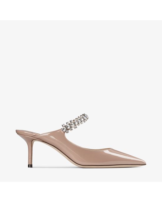 Jimmy Choo Bing 65 patent leather mules with crystal strap