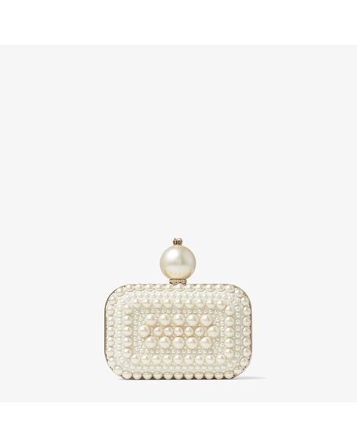 Jimmy Choo Micro Cloud suede clutch bag with all over pearl embellishment