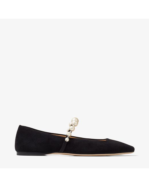 Jimmy Choo Ade Flat suede flats with pearl embellishment