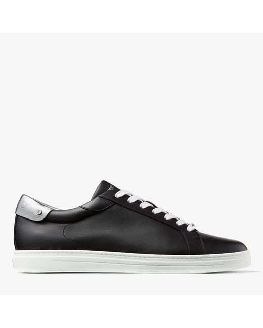 Jimmy Choo Rome/M Black calf leather and metallic nappa low top trainers