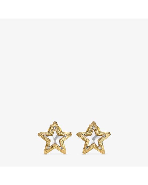 Jimmy Choo Jc Star Studs Gold finish metal jc star stud earrings with swarovski crystals