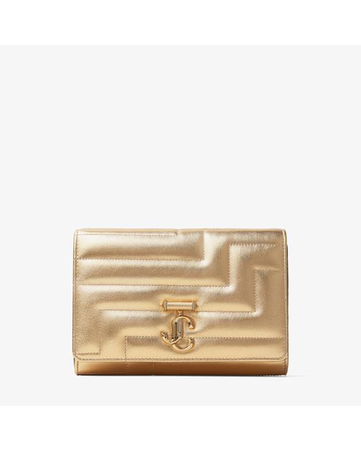 Jimmy Choo Avenue Clutch Gold avenue metallic nappa leather clutch bag with light gold jc emblem