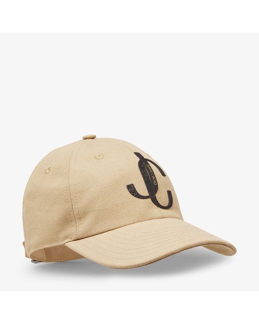 Jimmy Choo Paxy Sand dune cotton baseball cap with shiny jc monogram