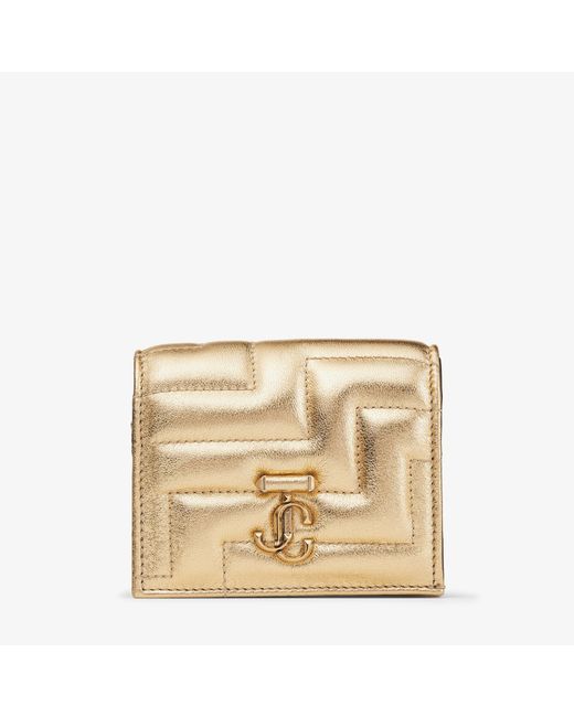 Jimmy Choo Hanne Gold avenue metallic nappa leather wallet with light gold jc emblem