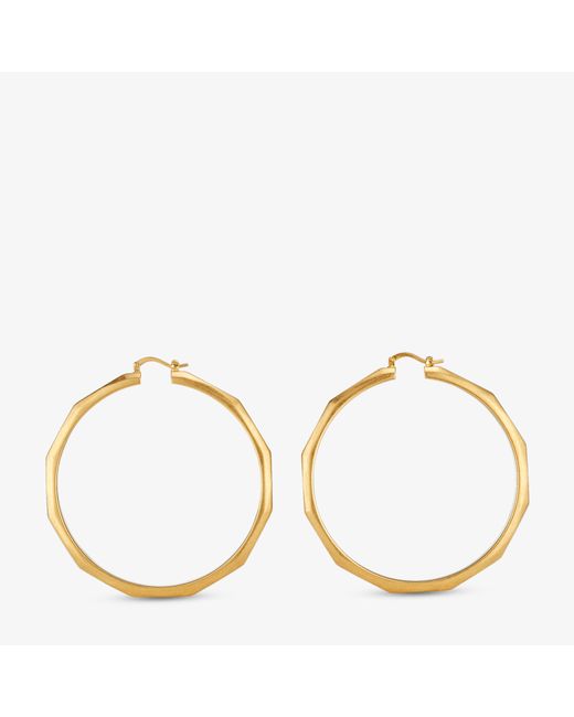 Jimmy Choo Diamond Chain Hoops M Gold finish diamond chain hoop earrings