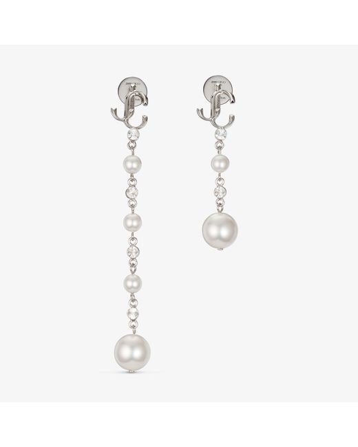 Jimmy Choo Pearl Drop Earring finish metal pearl drop earrings with crystals