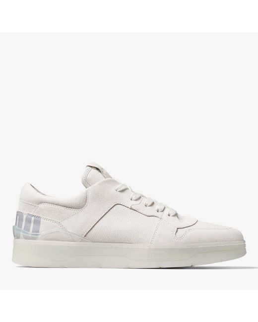 Jimmy Choo Florent/M Chalk crosta and canvas trainers with choo lettering