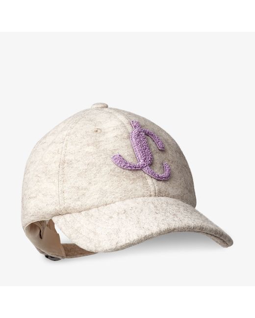 Jimmy Choo Paxy Latte cotton baseball cap with recycled wool jc logo boucle