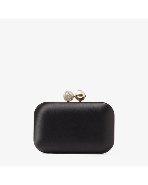 Jimmy Choo Cloud satin clutch bag with pearl and crystal clasp