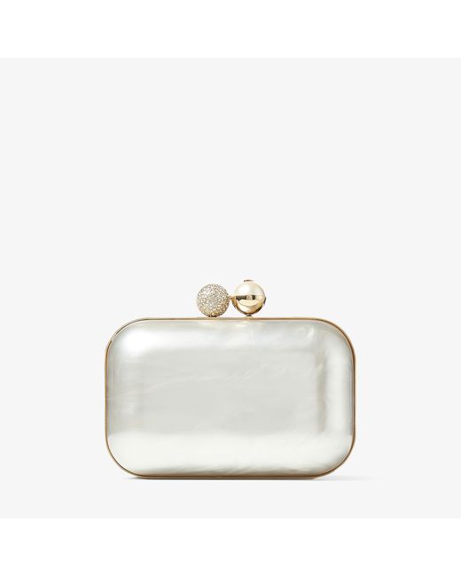 Jimmy Choo Cloud Ivory mother of pearl clutch bag with crystal clasp
